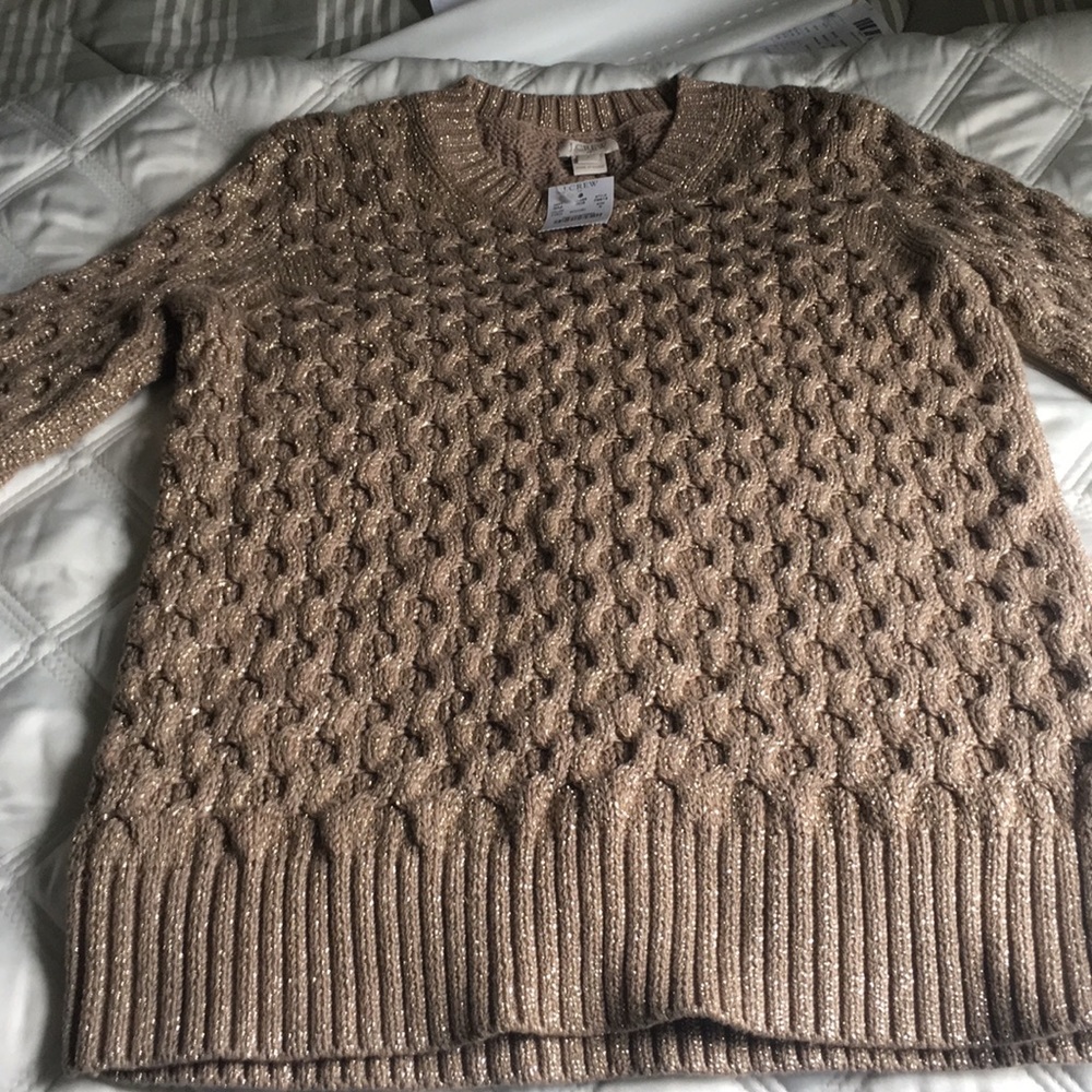 J crew gold metallic sweater NWT size S